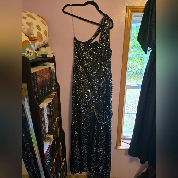 Fashion Nova | Dresses | Fashion Nova One Shoulder Black Sequin Dress |  Poshmark